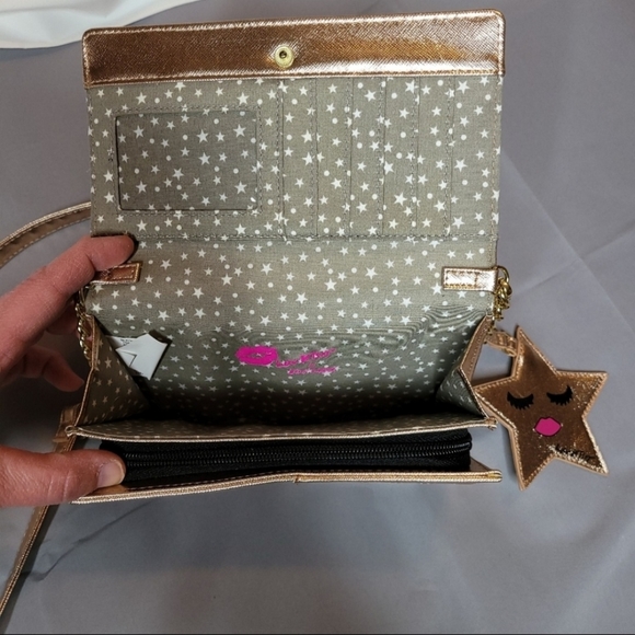 Betsey Johnson Rose Gold Star Crossbody Handbag - Picture 7 of 12